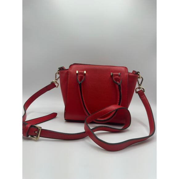 Carpisa Red Faux Leather Crossbody Satchel Top Handle Bag Removable Strap - Picture 3 of 10